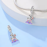 925 Sterling Silver Bear on Rocking Horse Charm for Bracelets Fine Jewelry Women Pendant