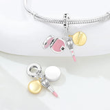 925 Sterling Silver Beauty Makeup Charm for Bracelets Fine Jewelry Women Pendant