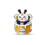 925 Sterling Silver Bee in Honey Pot Charm for Bracelets Fine Jewelry Women