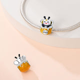 925 Sterling Silver Bee in Honey Pot Charm for Bracelets Fine Jewelry Women