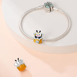 925 Sterling Silver Bee in Honey Pot Charm for Bracelets Fine Jewelry Women