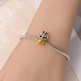 925 Sterling Silver Bee in Honey Pot Charm for Bracelets Fine Jewelry Women