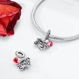925 Sterling Silver Bicycle Love Charm for Bracelets Fine Jewelry Women Pendant