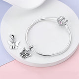 925 Sterling Silver Black Butterfly Charm for Bracelets Fine Jewelry Women Pendant