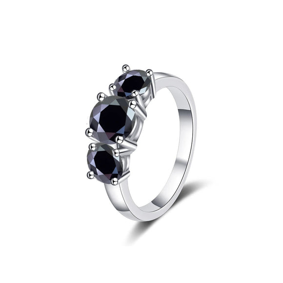 925 Sterling Silver Black Moissanite Ring for Women Fine Jewelry Engagement