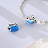925 Sterling Silver Blue Cruise Ship Charm for Bracelets Fine Jewelry Women