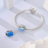 925 Sterling Silver Blue Cruise Ship Charm for Bracelets Fine Jewelry Women