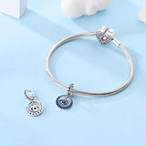 925 Sterling Silver Blue Protection Eye Charm for Bracelets Fine Jewelry Women Pendant