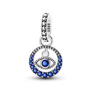 925 Sterling Silver Blue Protection Eye Charm for Bracelets Fine Jewelry Women Pendant
