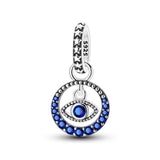 925 Sterling Silver Blue Protection Eye Charm for Bracelets Fine Jewelry Women Pendant