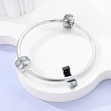 925 Sterling Silver Blue Sparkles Clip Charm for Bracelets Fine Jewelry Women
