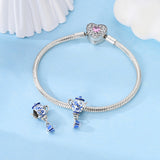 925 Sterling Silver Blue Tea Set Charm for Bracelets Fine Jewelry Women