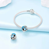 925 Sterling Silver Blue Wave Dolphins Charm for Bracelets Fine Jewelry Women