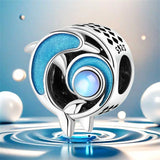 925 Sterling Silver Blue Wave Dolphins Charm for Bracelets Fine Jewelry Women