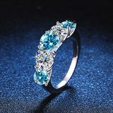 925 Sterling Silver Blue and White Moissanite Ring for Women Fine Jewelry Engagement