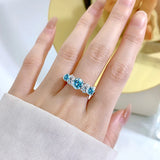 925 Sterling Silver Blue and White Moissanite Ring for Women Fine Jewelry Engagement