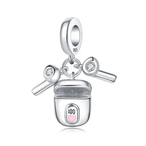 925 Sterling Silver Bluetooth Earphone Charm for Bracelets Fine Jewelry Women Pendant