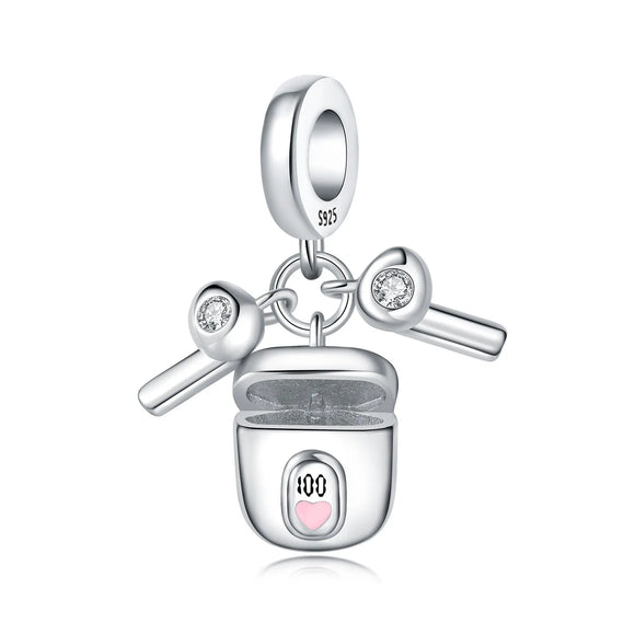 925 Sterling Silver Bluetooth Earphone Charm for Bracelets Fine Jewelry Women Pendant