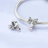 925 Sterling Silver Bow with Heart Charm for Bracelets Fine Jewelry Women Pendant
