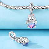 925 Sterling Silver Bunny Rabbit with Heart Charm for Bracelets Fine Jewelry Women Pendant