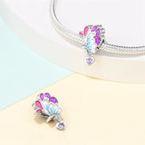 925 Sterling Silver Butterfly Heart Charm for Bracelets Fine Jewelry Women Pendant