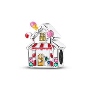 925 Sterling Silver Candy House Charm for Bracelets Fine Jewelry Women Pendant