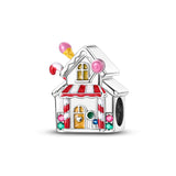 925 Sterling Silver Candy House Charm for Bracelets Fine Jewelry Women Pendant