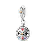 925 Sterling Silver Cards Clock Charm for Bracelets Fine Jewelry Women Pendant