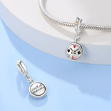 925 Sterling Silver Cards Clock Charm for Bracelets Fine Jewelry Women Pendant