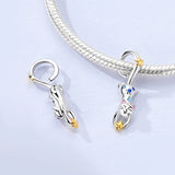 925 Sterling Silver Cat Holding Star Charm for Bracelets Fine Jewelry Women Pendant