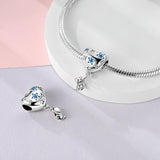 925 Sterling Silver Cat with Heart Balloon Charm for Bracelets Fine Jewelry Women