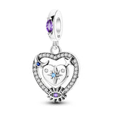 925 Sterling Silver Celestial Heart Charm for Bracelets Fine Jewelry Women Pendant