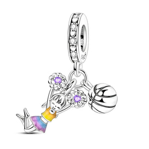 925 Sterling Silver Cheerleader Charm for Bracelets Fine Jewelry Women Pendant