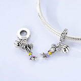 925 Sterling Silver Cheerleader Charm for Bracelets Fine Jewelry Women Pendant