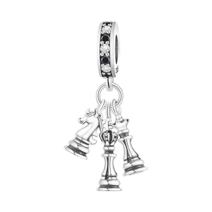 925 Sterling Silver Chess Charm for Bracelet Fine Jewelry Women Pendant