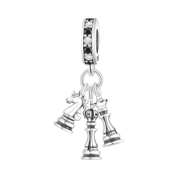 925 Sterling Silver Chess Charm for Bracelet Fine Jewelry Women Pendant