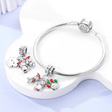 925 Sterling Silver Christmas Dog and Cat Charm for Bracelets Fine Jewelry Women Pendant