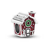 925 Sterling Silver Christmas House Charm for Bracelets Fine Jewelry Women