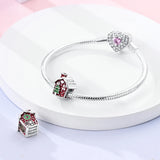 925 Sterling Silver Christmas House Charm for Bracelets Fine Jewelry Women