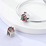 925 Sterling Silver Christmas House Charm for Bracelets Fine Jewelry Women