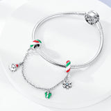 925 Sterling Silver Christmas Safety Chain Charm for Bracelets Fine Jewelry Women