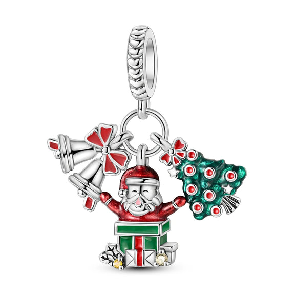 925 Sterling Silver Christmas Surprise  Charm for Bracelets Fine Jewelry Women Pendant