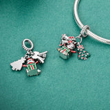 925 Sterling Silver Christmas Surprise  Charm for Bracelets Fine Jewelry Women Pendant