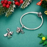 925 Sterling Silver Christmas Surprise  Charm for Bracelets Fine Jewelry Women Pendant