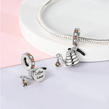 925 Sterling Silver Coffee Pot Charm for Bracelets Fine Jewelry Women Pendant