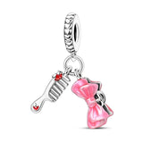 925 Sterling Silver Comb and Hair Bow Charm for Bracelets Fine Jewelry Women Pendant