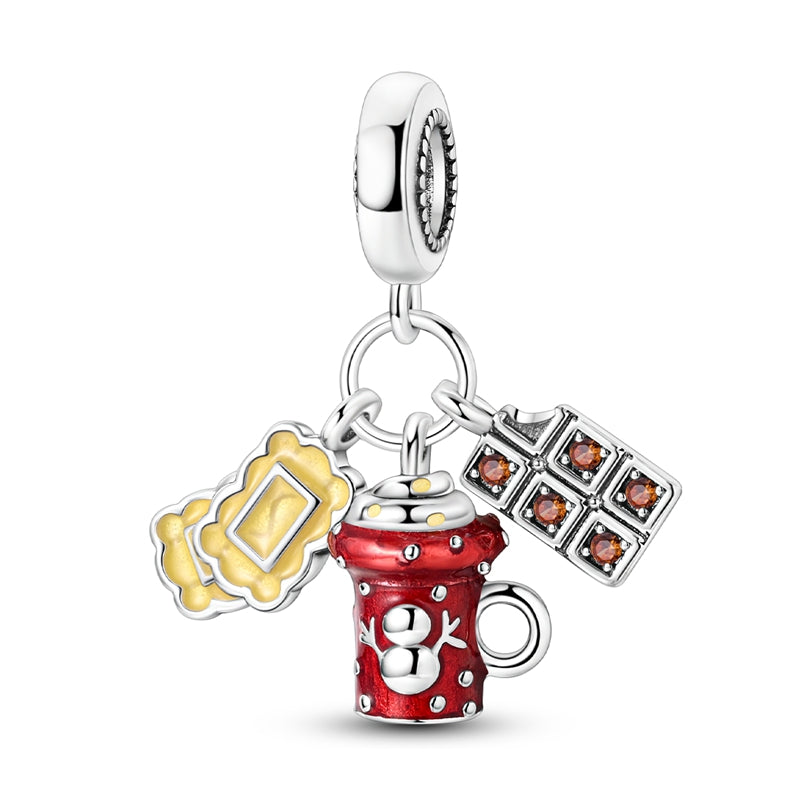925 Sterling Silver Cookies and Hot Chocolate Charm Zarabelas