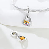 925 Sterling Silver Corgi Heart Charm for Bracelets Fine Jewelry women Pendant
