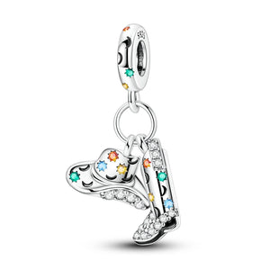 925 Sterling Silver Cowboy Hat and Boot Charm for Bracelets Fine Jewelry Women Pendant