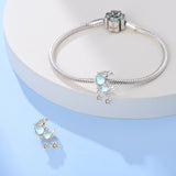 925 Sterling Silver Crescent Moon and Stars Charm for Bracelet Fine Jewelry Women Pendant